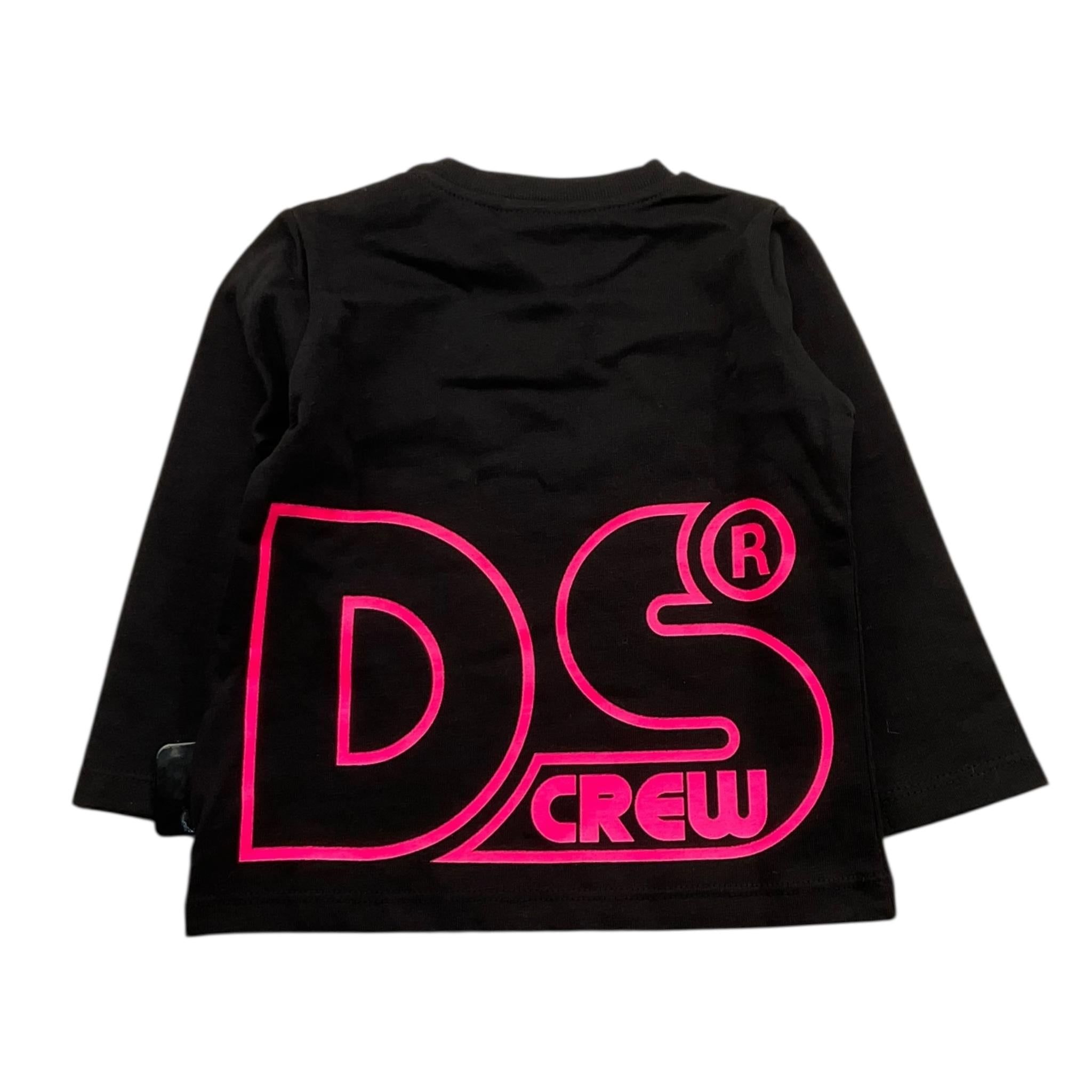 GCDS maxi shirt tinta unita girocollo con stampa Nero per Neonata 028775 NERO GCDS 