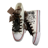 Quickas Sneakers Bicolore con Lacci e Applicazioni Bianco/Nero per Bambina