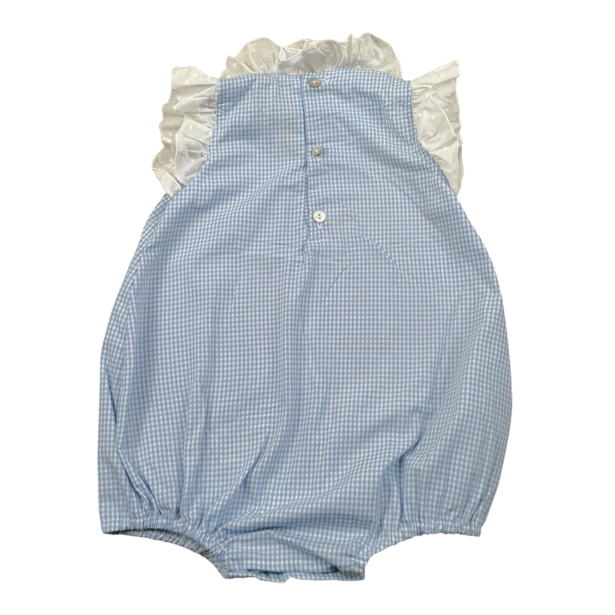 Bear Pagliaccetto Tinta Unita con Fantasia Quadri per Neonata PCC1 AZZURRO BEAR 