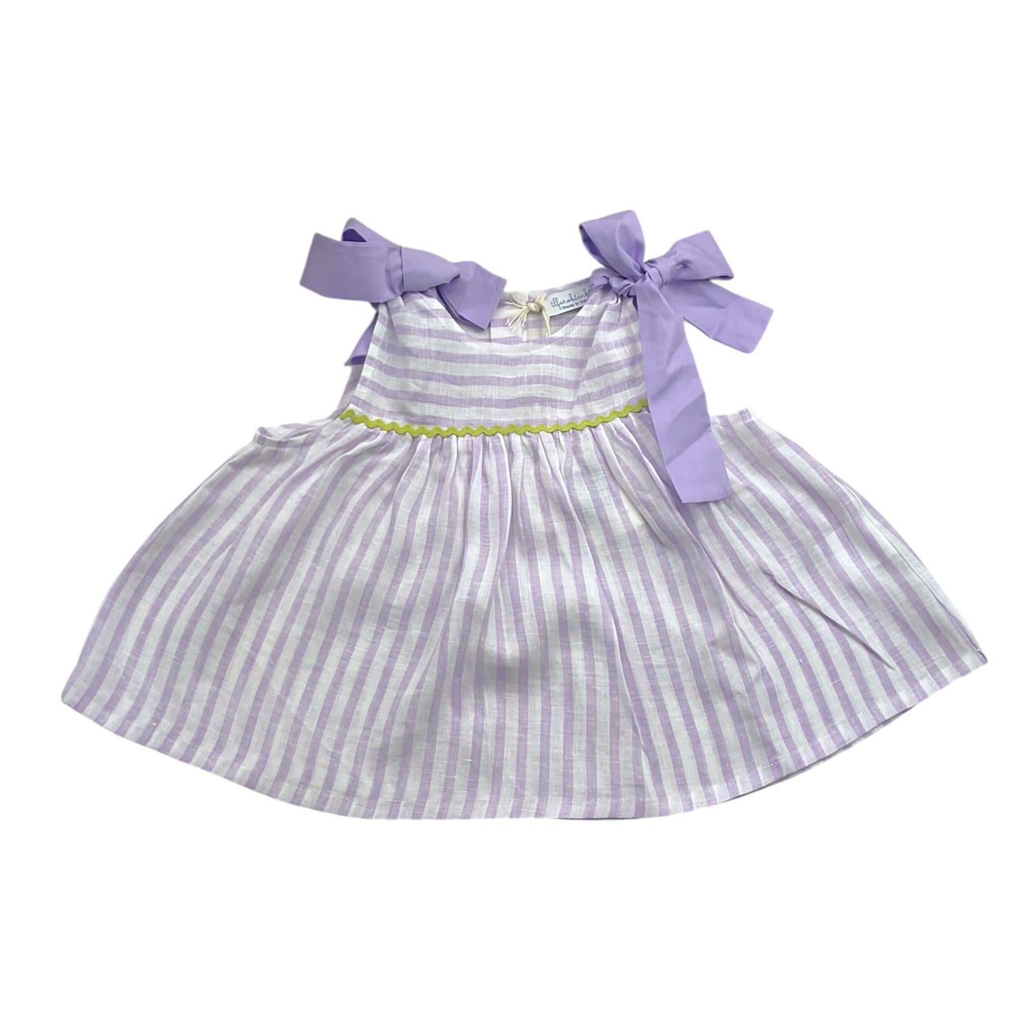 Ilfarobimbi Camicia Tinta Unita Giromanica con Fantasia A Righe per Bambina IFB50165 BIANCO/LILLA ILFAROBIMBI 