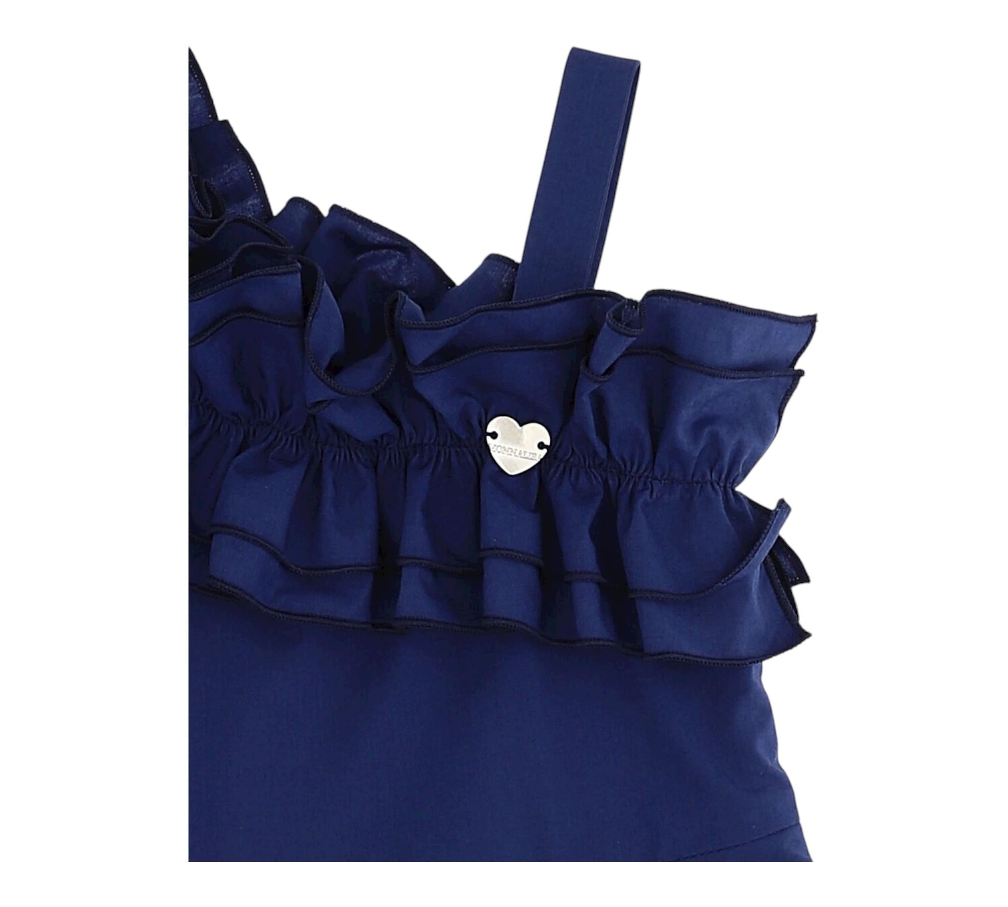 Monnalisa Abito Monospalla Tinta Unita per Bambina 117929A1 BLU MONNALISA 