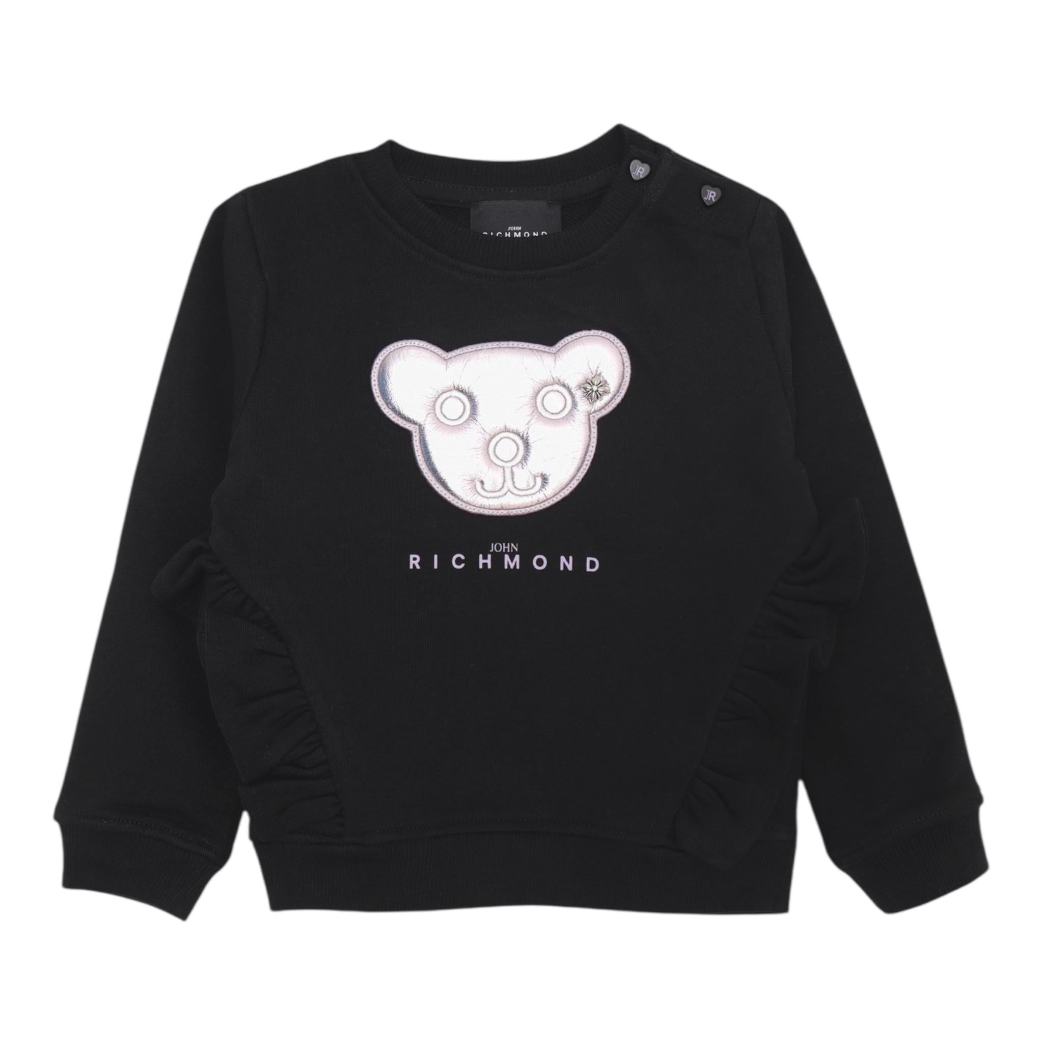 JOHN RICHMOND felpa girocollo tinta unita con stampa Nero per Neonata RIA24020FE NERO JOHN RICHMOND 