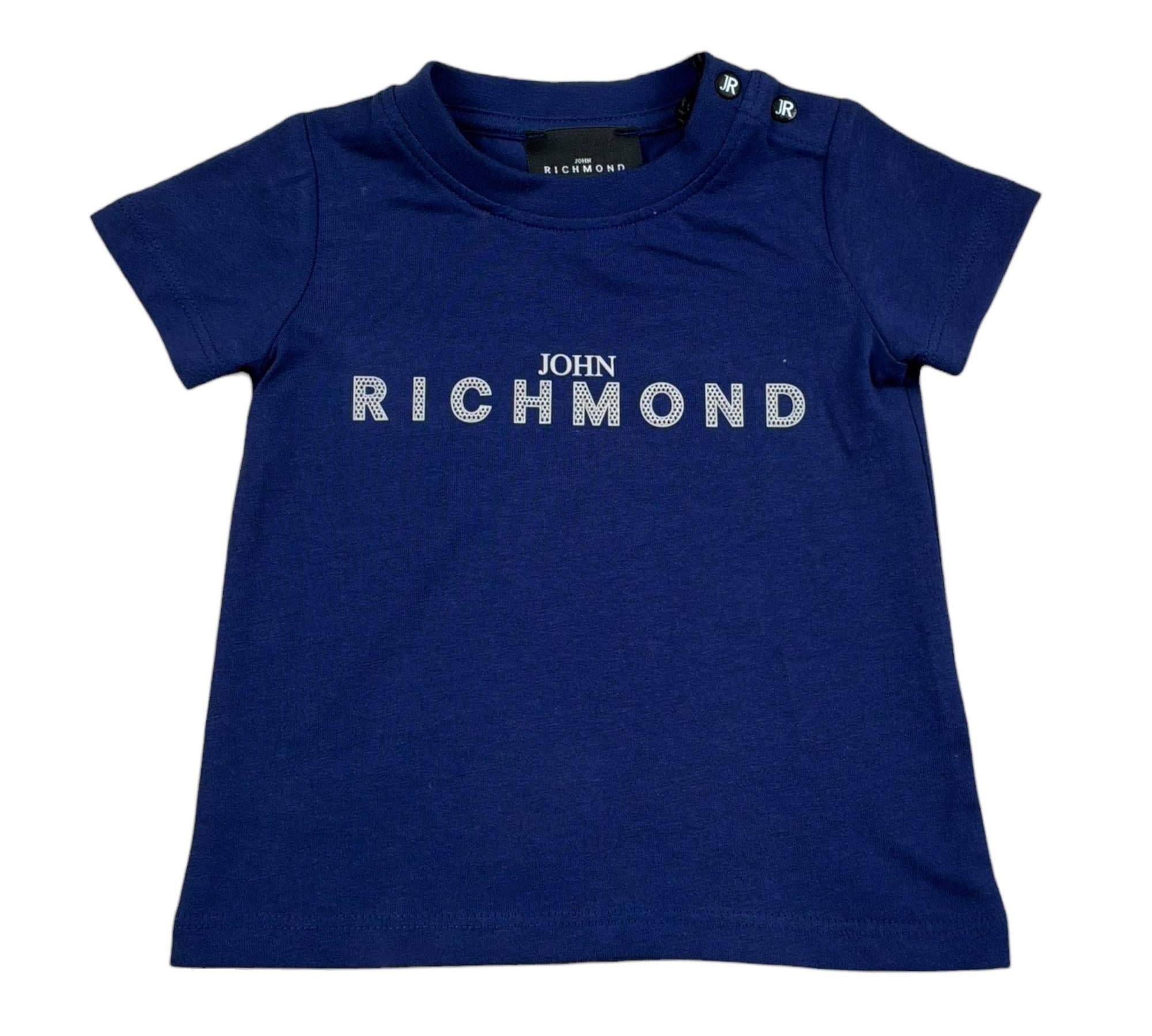 John Richmond T-Shirt Girocollo Tinta Unita con Stampa per Neonato RIP26002TS BLU JOHN RICHMOND 
