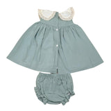 Valentina Bebes Set Abito-Coulotte Tinta Unita per Neonata LOVE13N VERDE VALENTINA BEBES 