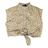 Balmain Camicia Mezza Manica Fantasia Maculata Bianco/Beige Per Bambina
