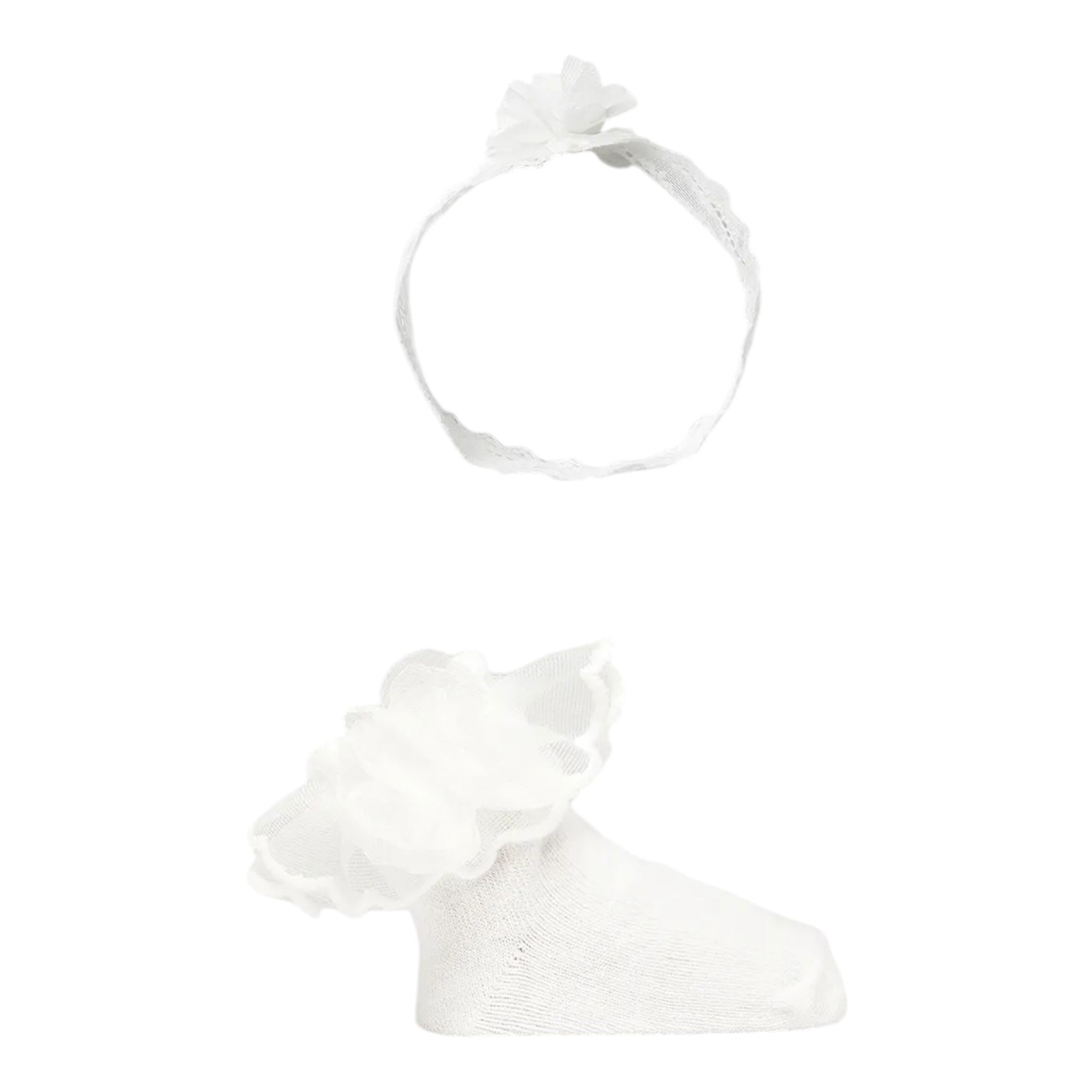 Mayoral Babbucce Tinta Unita con Fascia Capelli per Neonata 9868 BIANCO MAYORAL 