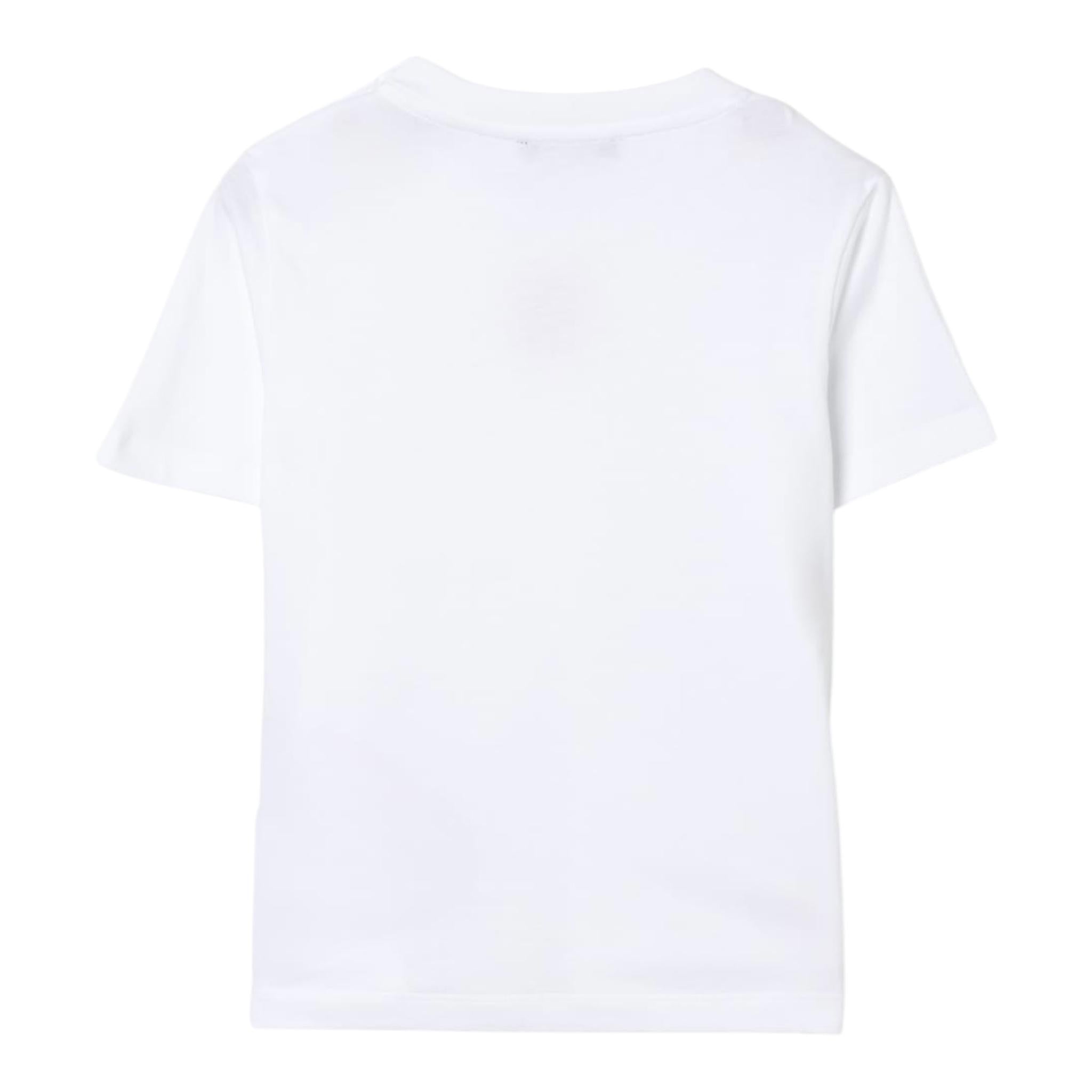 Balmain T-Shirt Girocollo Tinta Unita con Stampa per Bambino BW8P61 BIANCO BALMAIN 