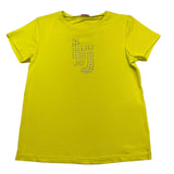 Liu Jo T-Shirt Girocollo Tinta Unita con Brillantini per Bambina GA5119 GIALLO FLUO LIU JO 