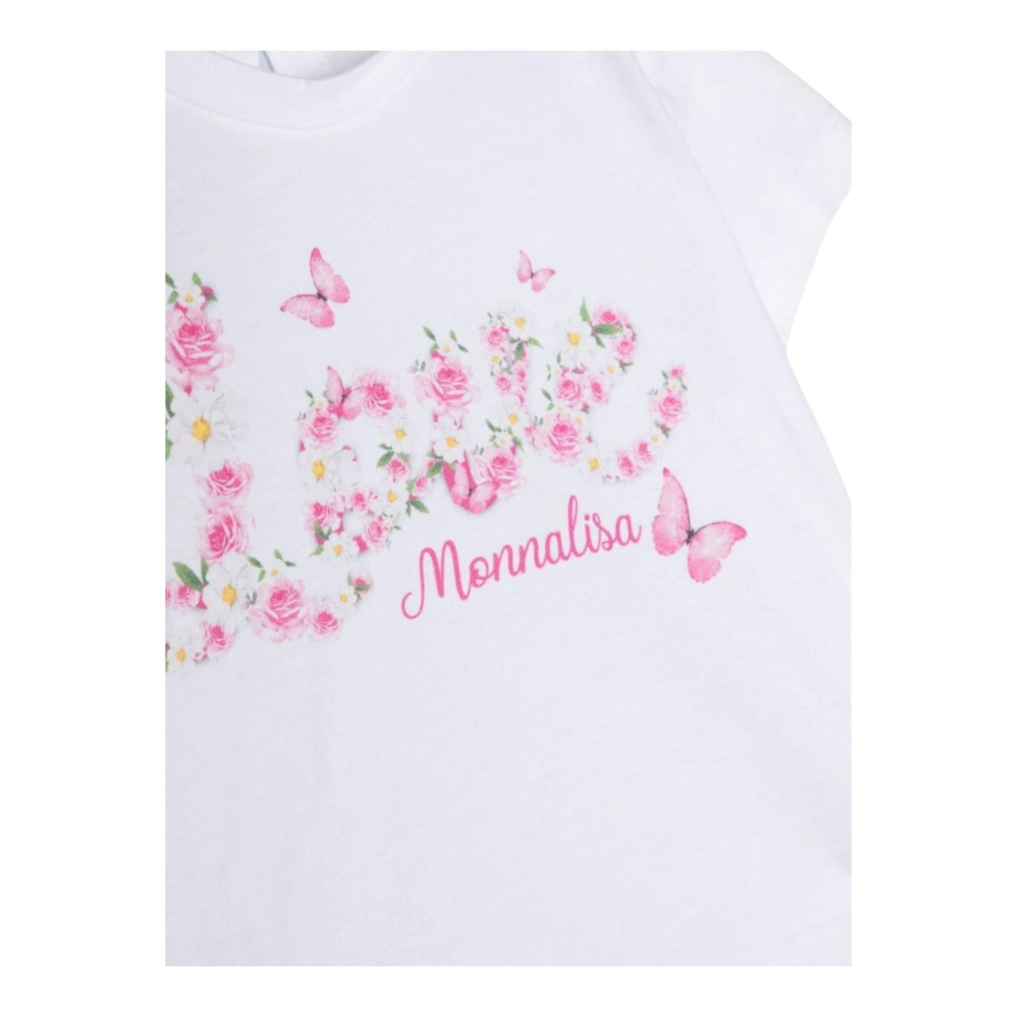 Monnalisa T-Shirt Tinta Unita Girocollo con Stampa  per Bambina 39C604 BIANCO MONNALISA 