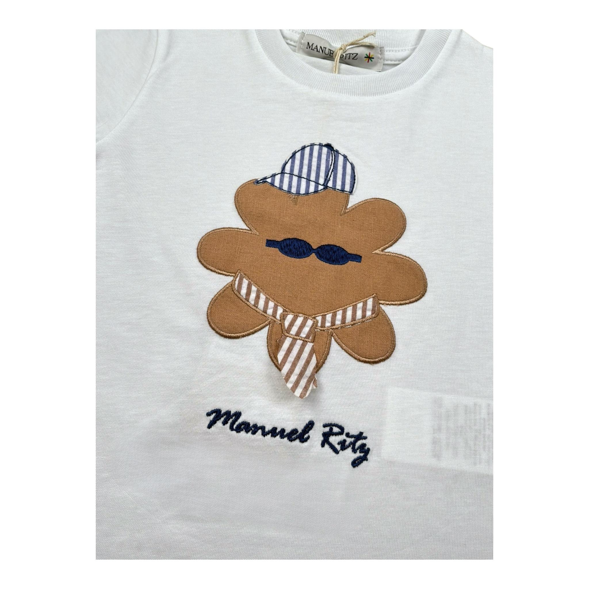Manuel Ritz T-Shirt Girocollo Tinta Unita con Stampa per Neonato MR3107NX BIANCO MANUEL RITZ 