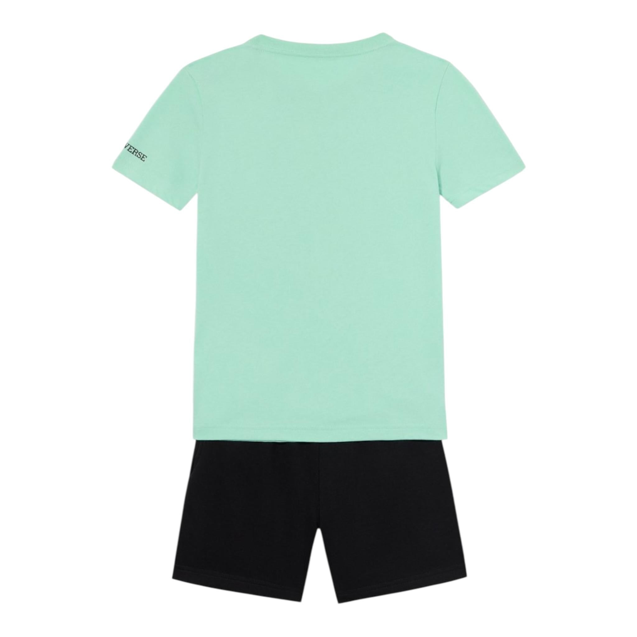 Converse Completo 2 Pezzi T-Shirt-Bermuda Bicolore per Bambino 9CG714 VERDE ACQUA CONVERSE 