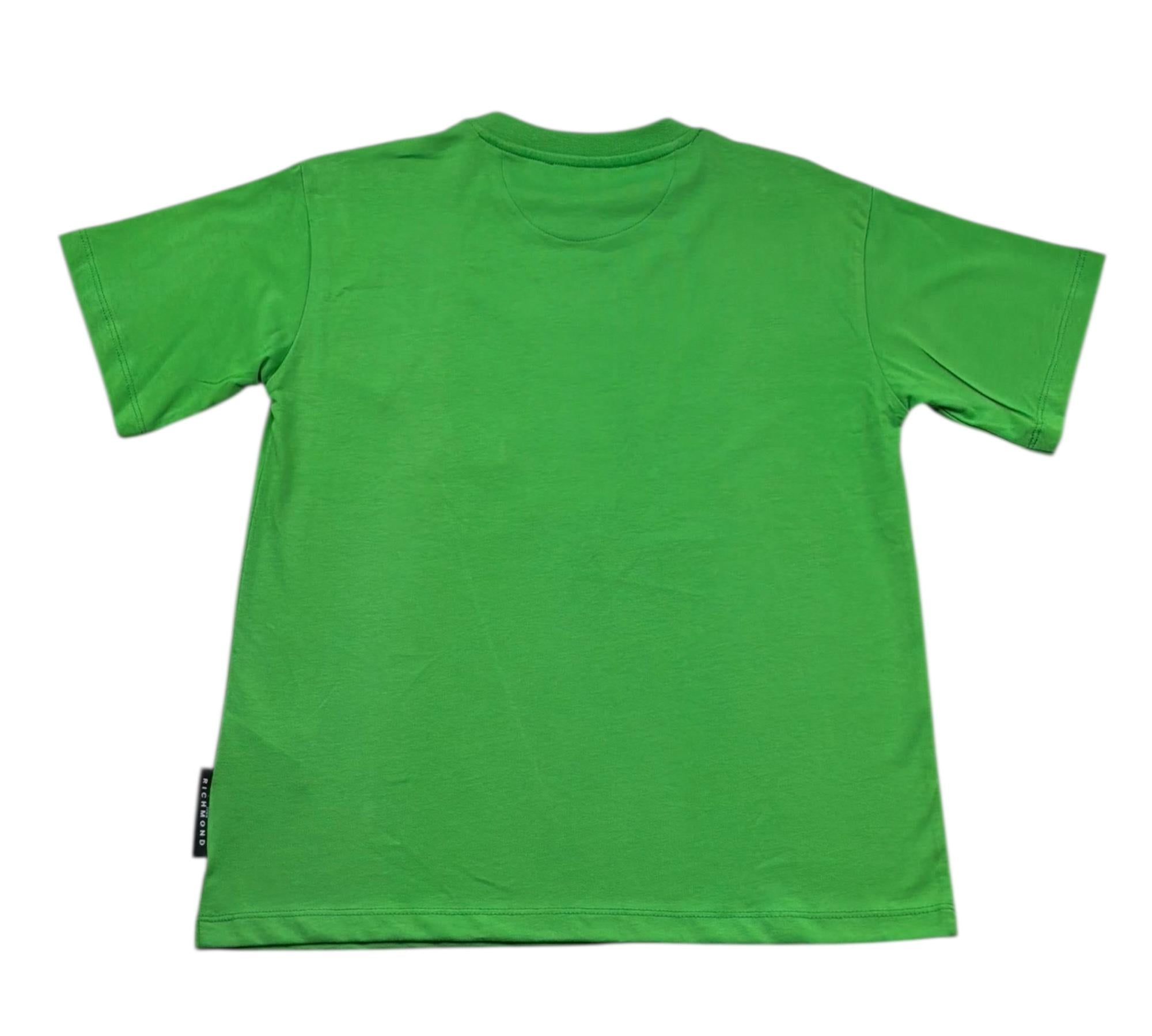 John Richmond T-Shirt Girocollo Tinta Unita con Logo per Bambino RBP26056TS VERDE JOHN RICHMOND 
