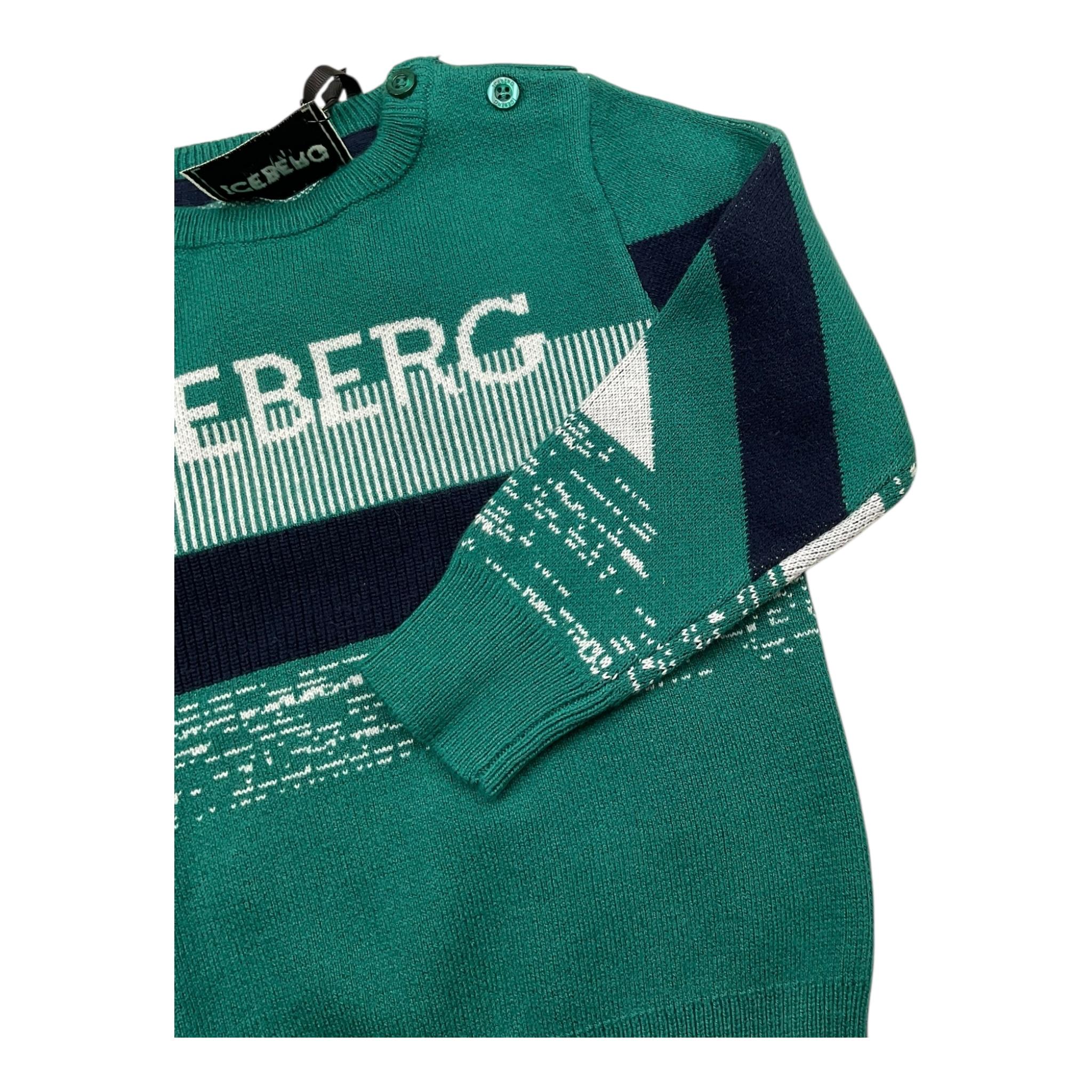 ICEBERG maglia girocollo tinta unita con stampe in contrasto Verde per Neonato MGICE5301BNX VERDE ICEBERG 