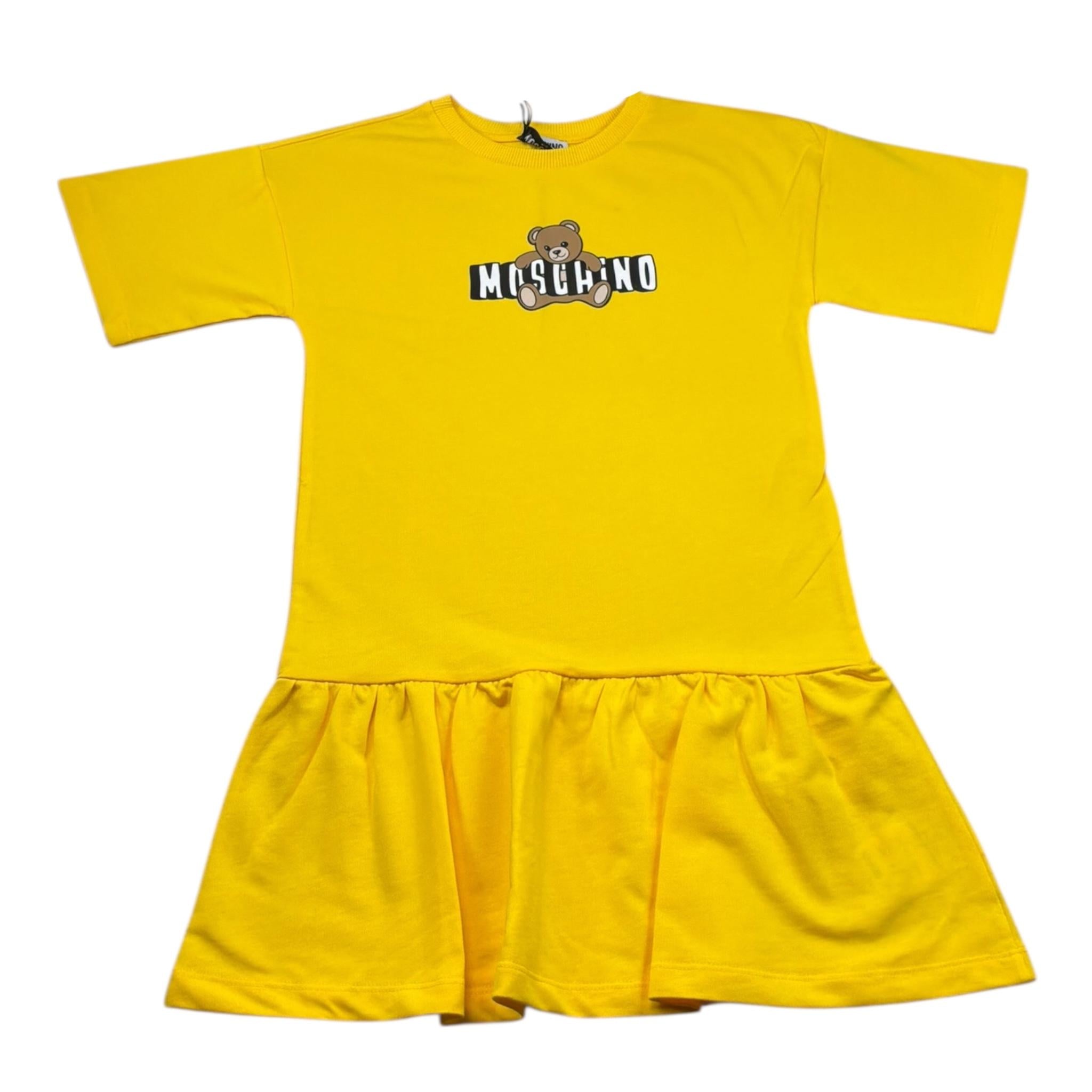 Moschino Abito Mezza Manica Tinta Unita con Stampa per Bambina HDV0HL GIALLO MOSCHINO 