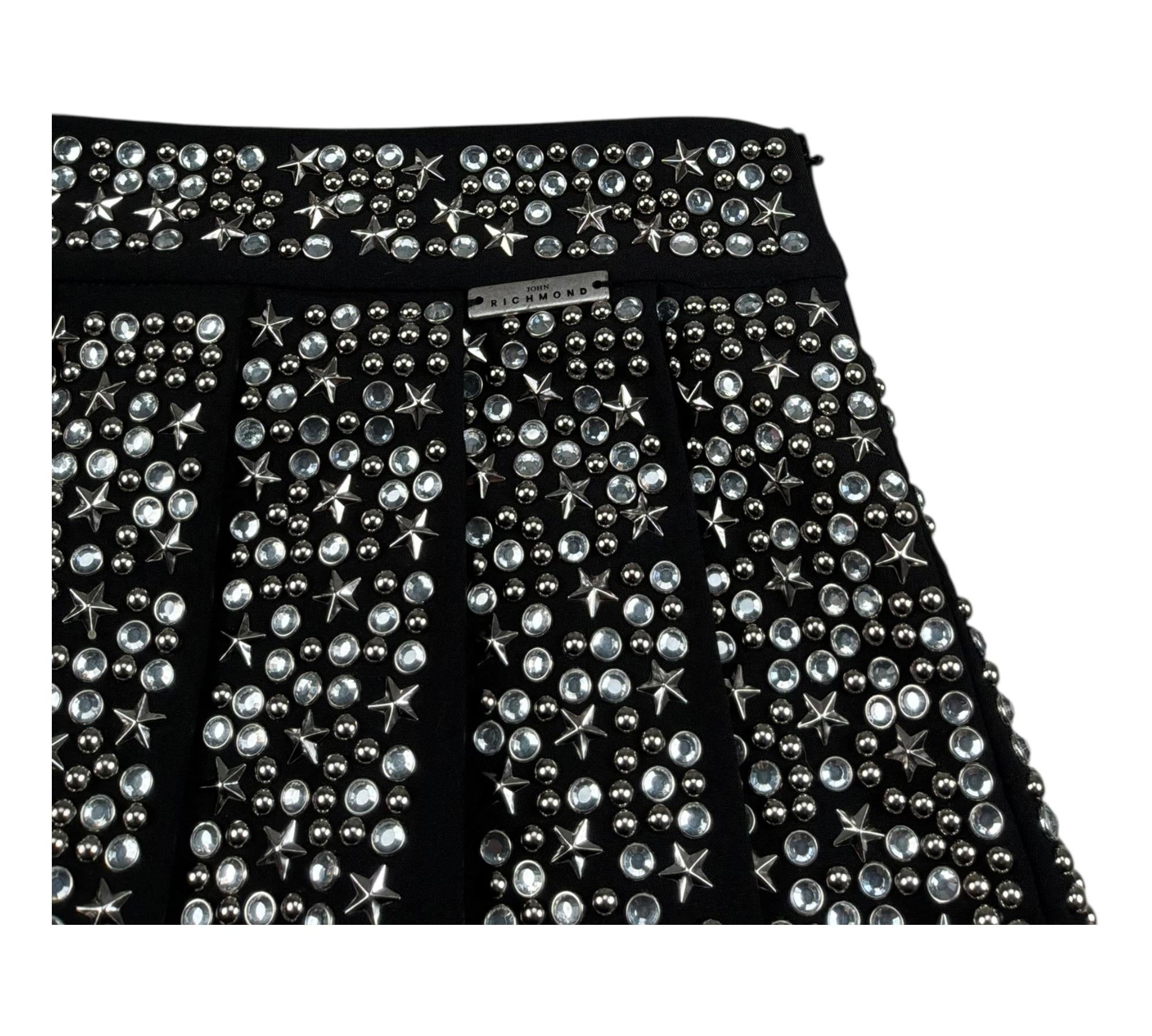 John Richmond Gonna Tinta Unita con Applicazioni per Bambina RGP26115GO NERO JOHN RICHMOND 