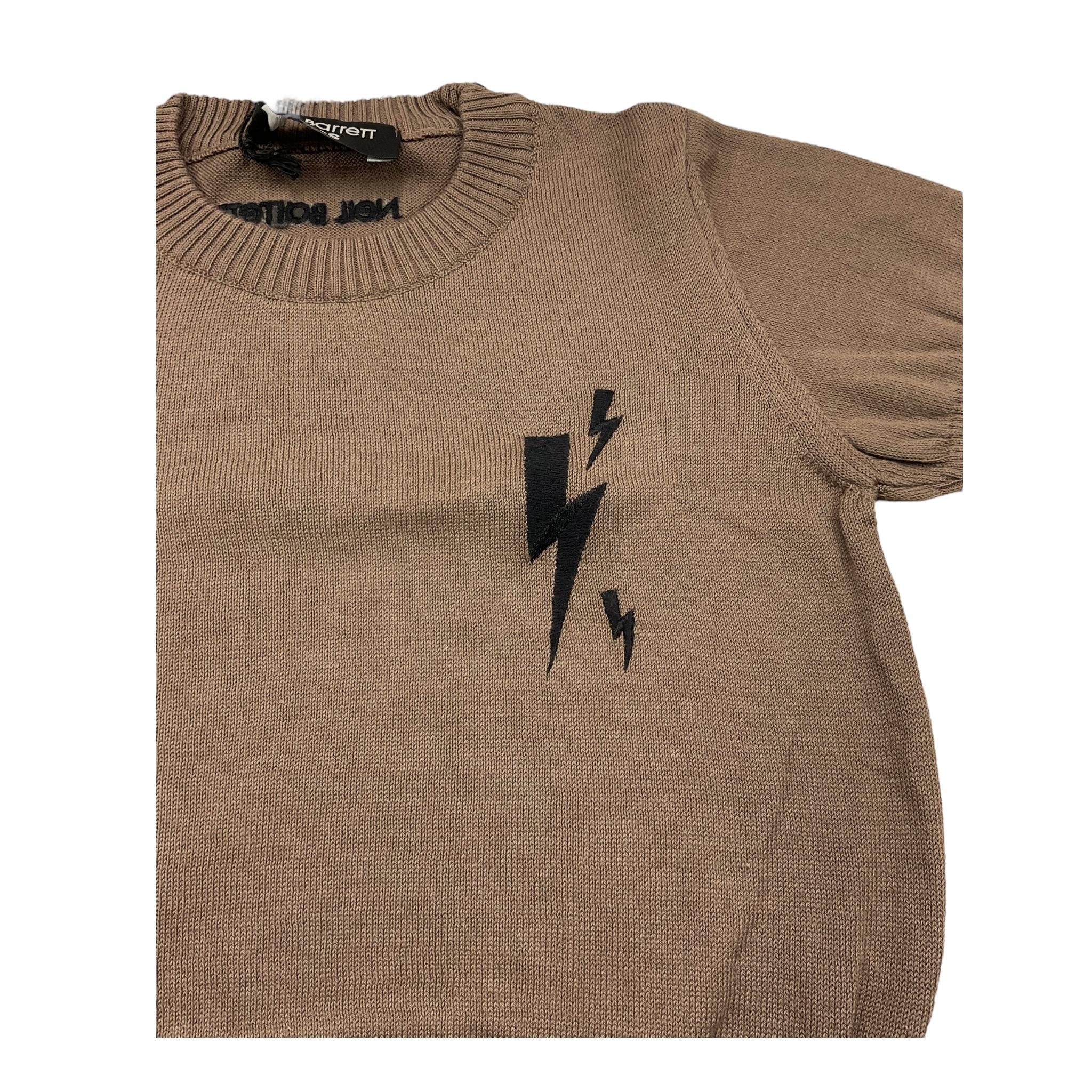 NEIL BARRETT t-shirt gircollo tinta unita in maglia Marrone per Bambino 033612 MARRNE NEIL BARRETT 