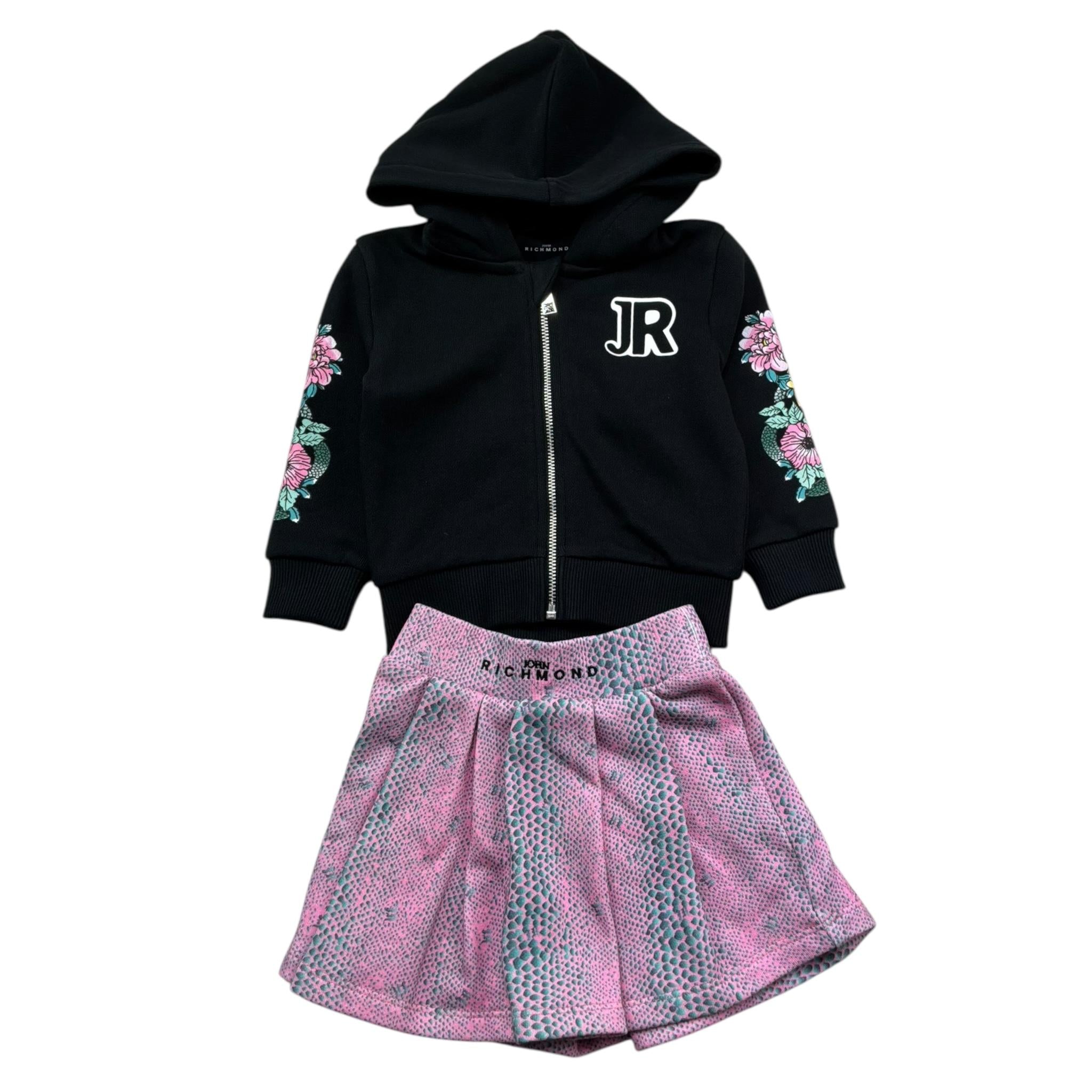 John Richmond Completo 2 Pezzi Felpa-Gonna Bicolore per Neonata RIP26058CF NERO/ROSA JOHN RICHMOND 