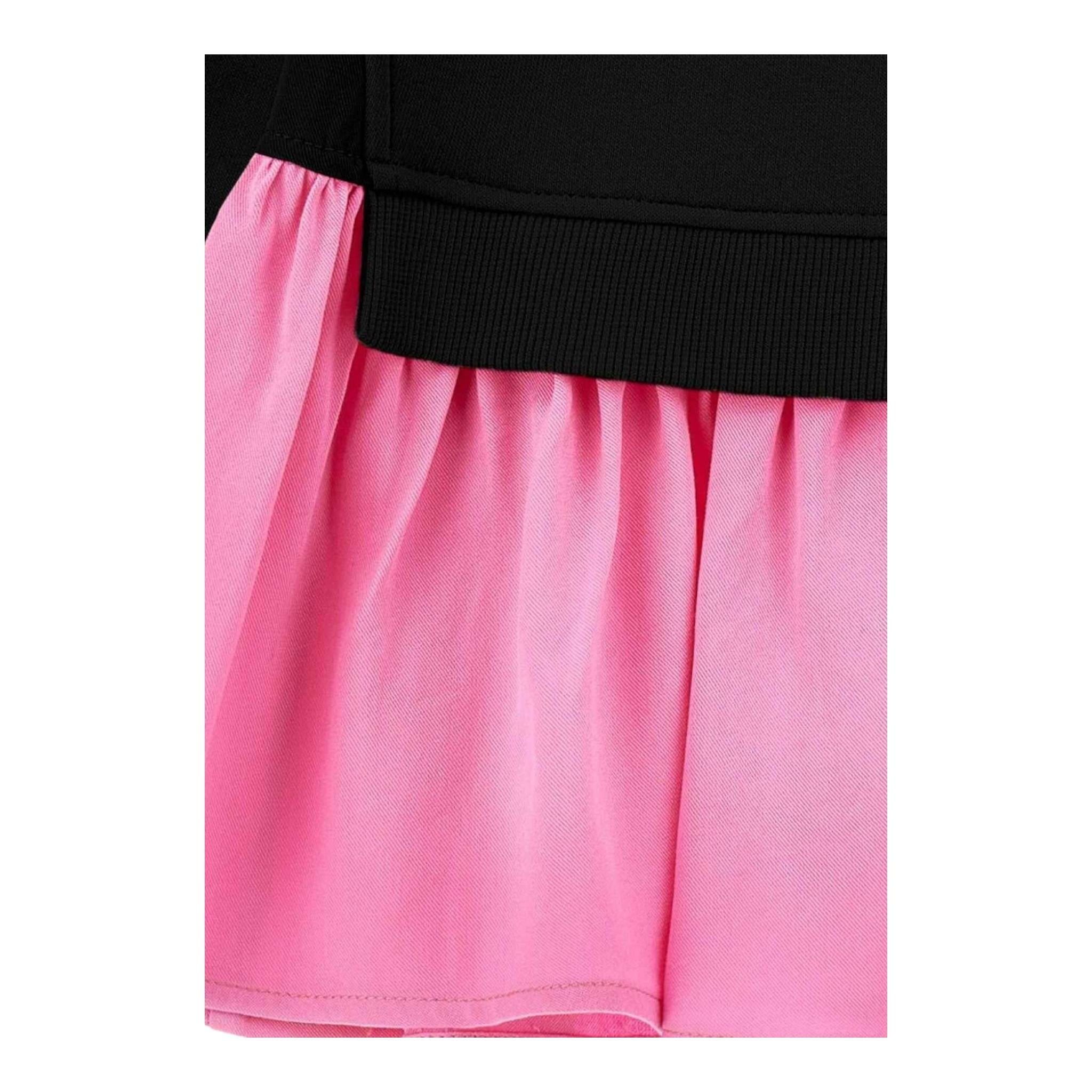 MONNALISA abito felpa girocollo tinta unita con fiori Nero per Neonata 19D918 NERO MONNALISA 