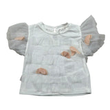 Miss Grant T-Shirt Girocollo Tinta Unita con Applicazioni per Neonata MG1335 BIANCO MISS GRANT 