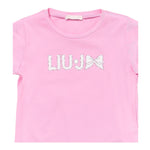 Liu Jo T-Shirt Girocollo Tinta Unita con Brillantini per Bambina KA5081X ROSA LIU JO 