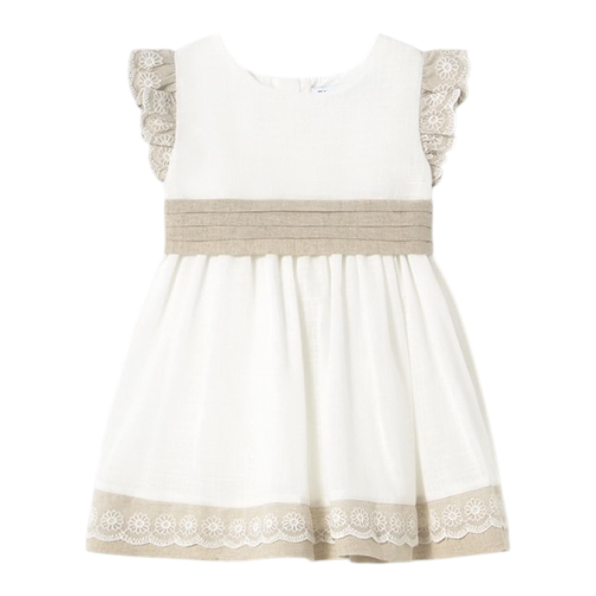 Mayoral Abito Tinta Unita con Stampa per Bambina 1908J BIANCO MAYORAL 