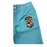 Moschino Pantalone Tinta Unita con Elastico In Vita e Logo Azzurro per Neonato