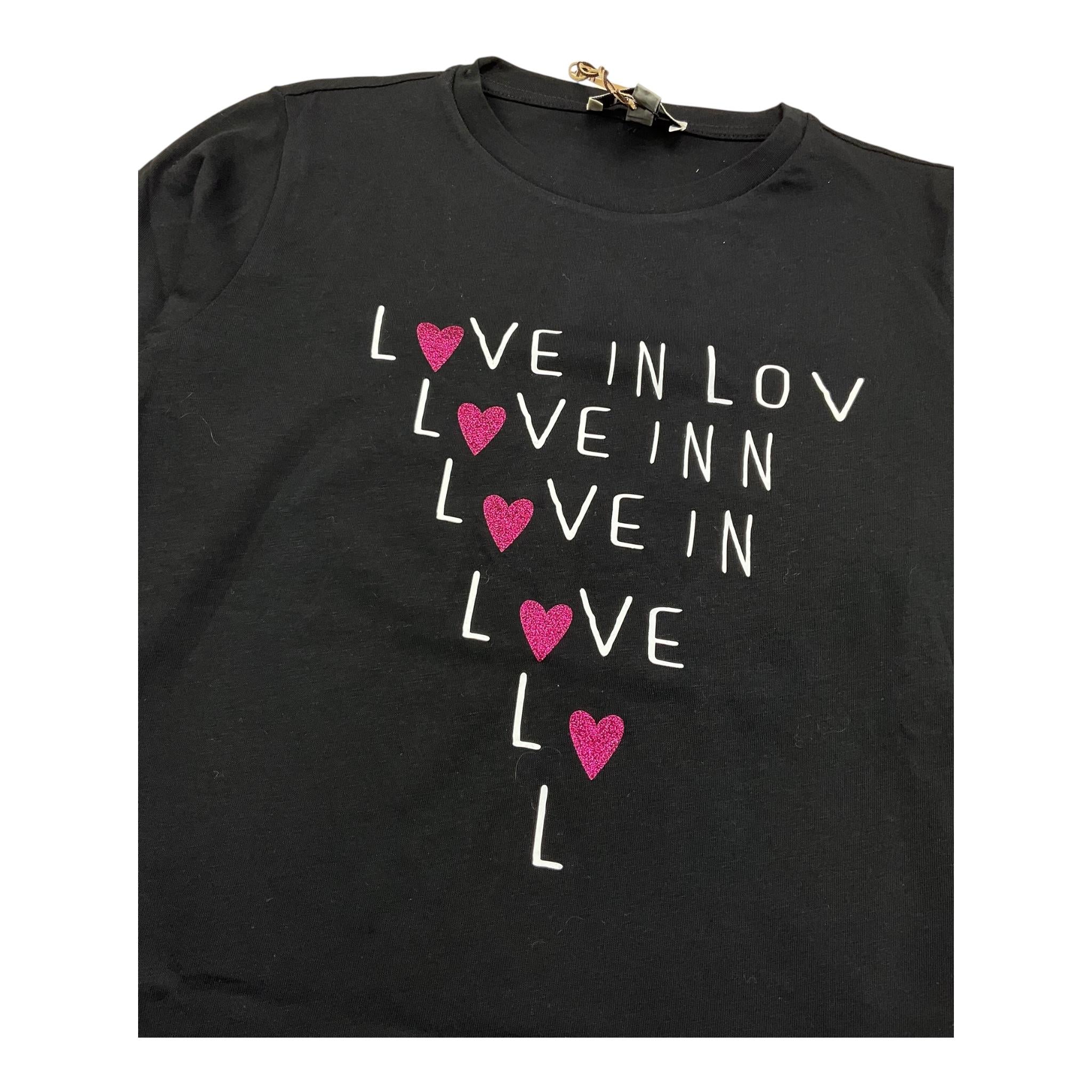 DIXIE shirt girocollo tinta unita con stampe in contrasto Nero per Bambina LB38030G42 NERO DIXIE 