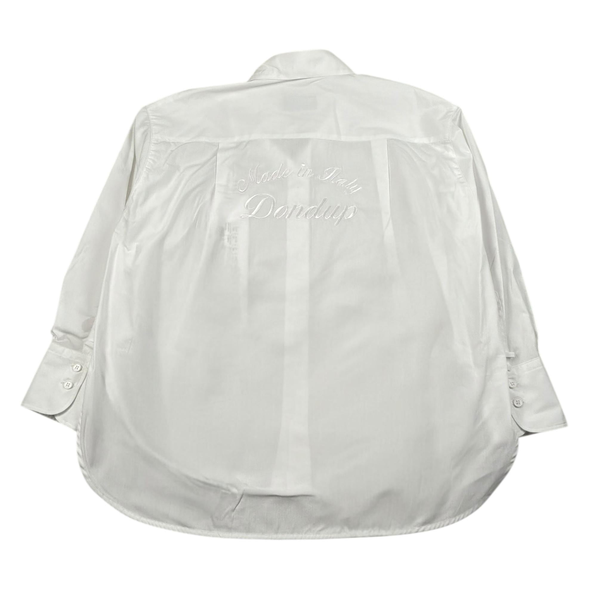 Dondup Camicia Manica Lunga Tinta Unita con Ricamo Logo per Bambina DFCA037 BIANCO DONDUP 