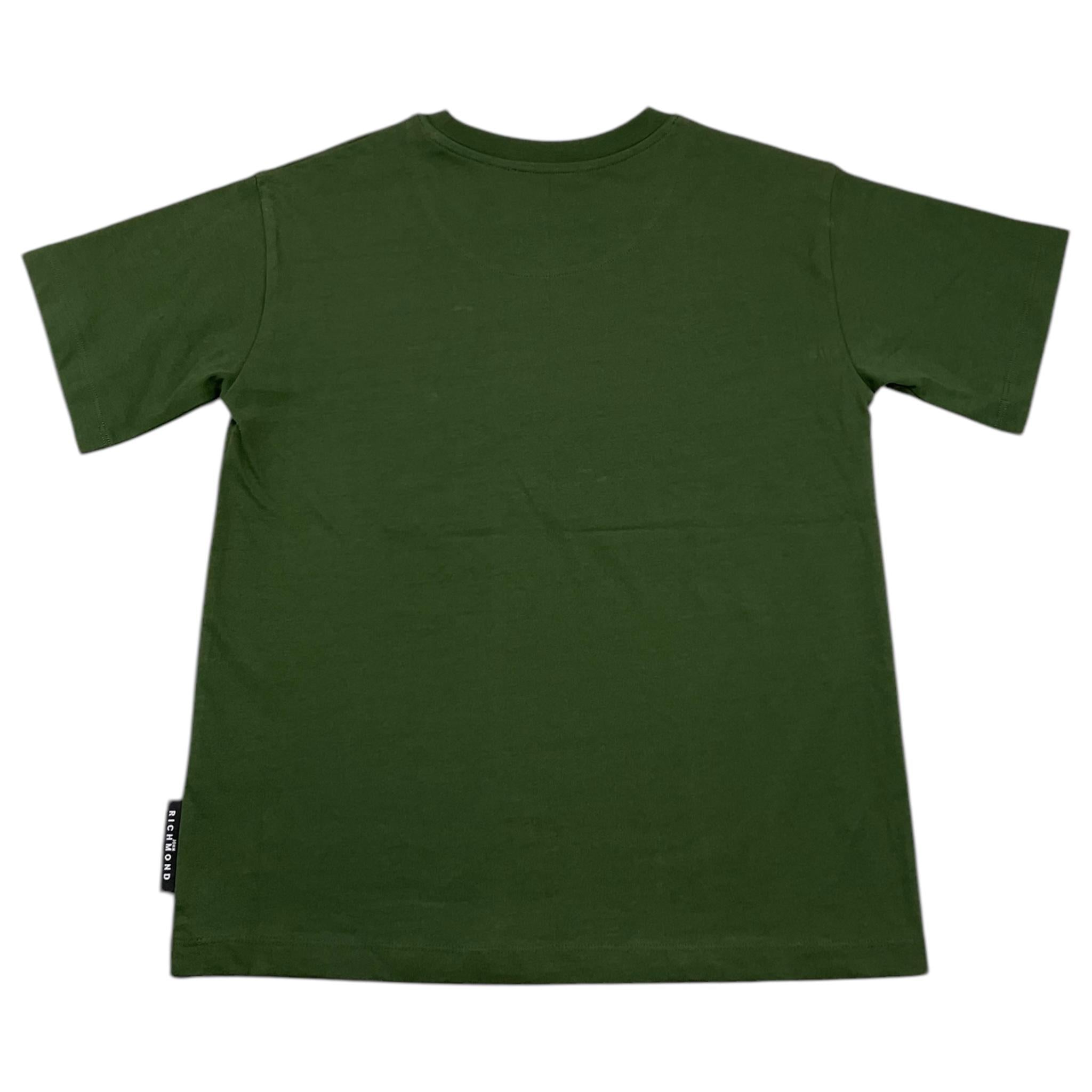 JOHN RICHMOND t-shirt girocollo tinta unita cn stampa in contrasto Verde per Bambino RBA25057TS VERDE JOHN RICHMOND 