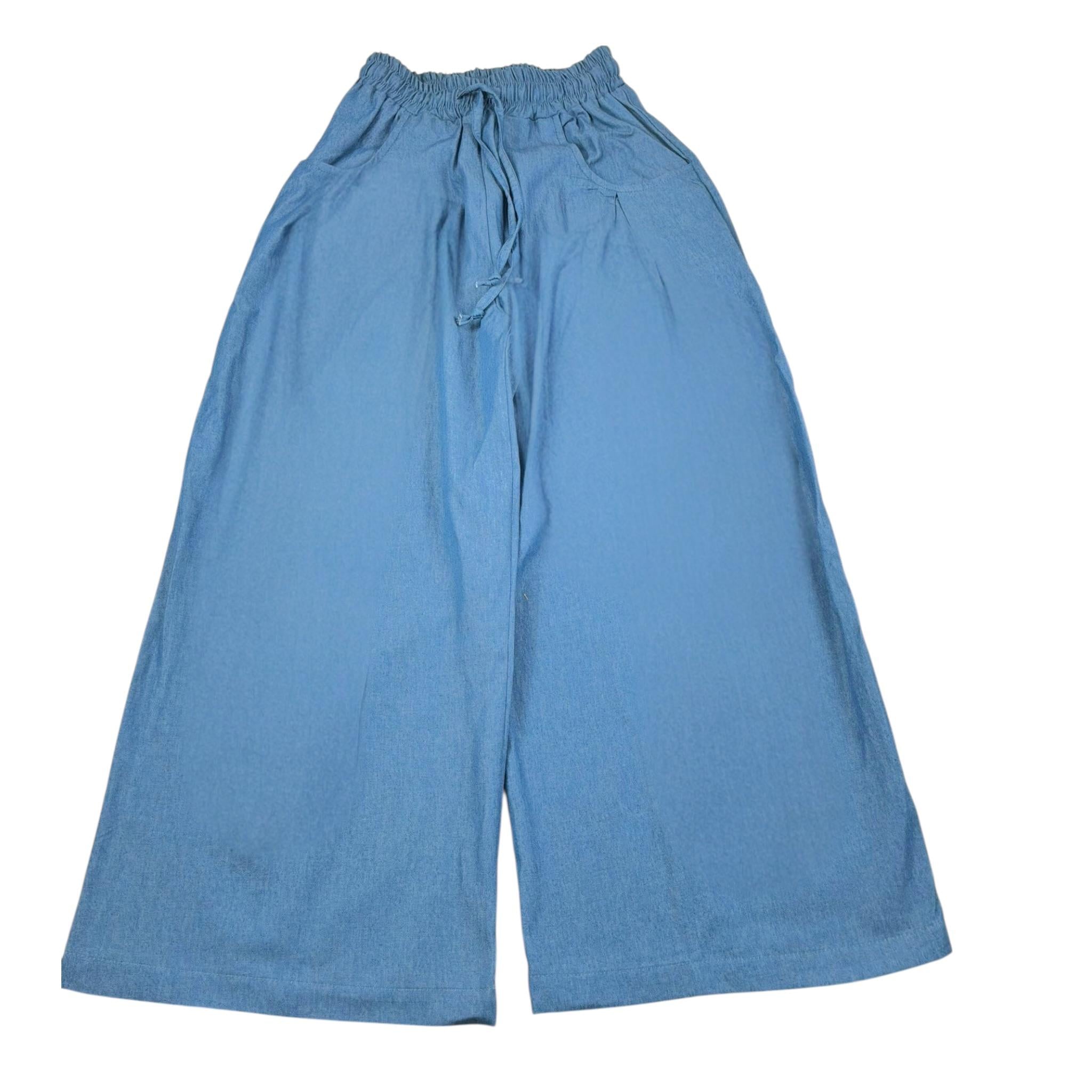 J'Aime' Pantalone tinta unita Modello A Palazzo Azzurro per Bambina JG414225PA AZZURRO J'AIME' 