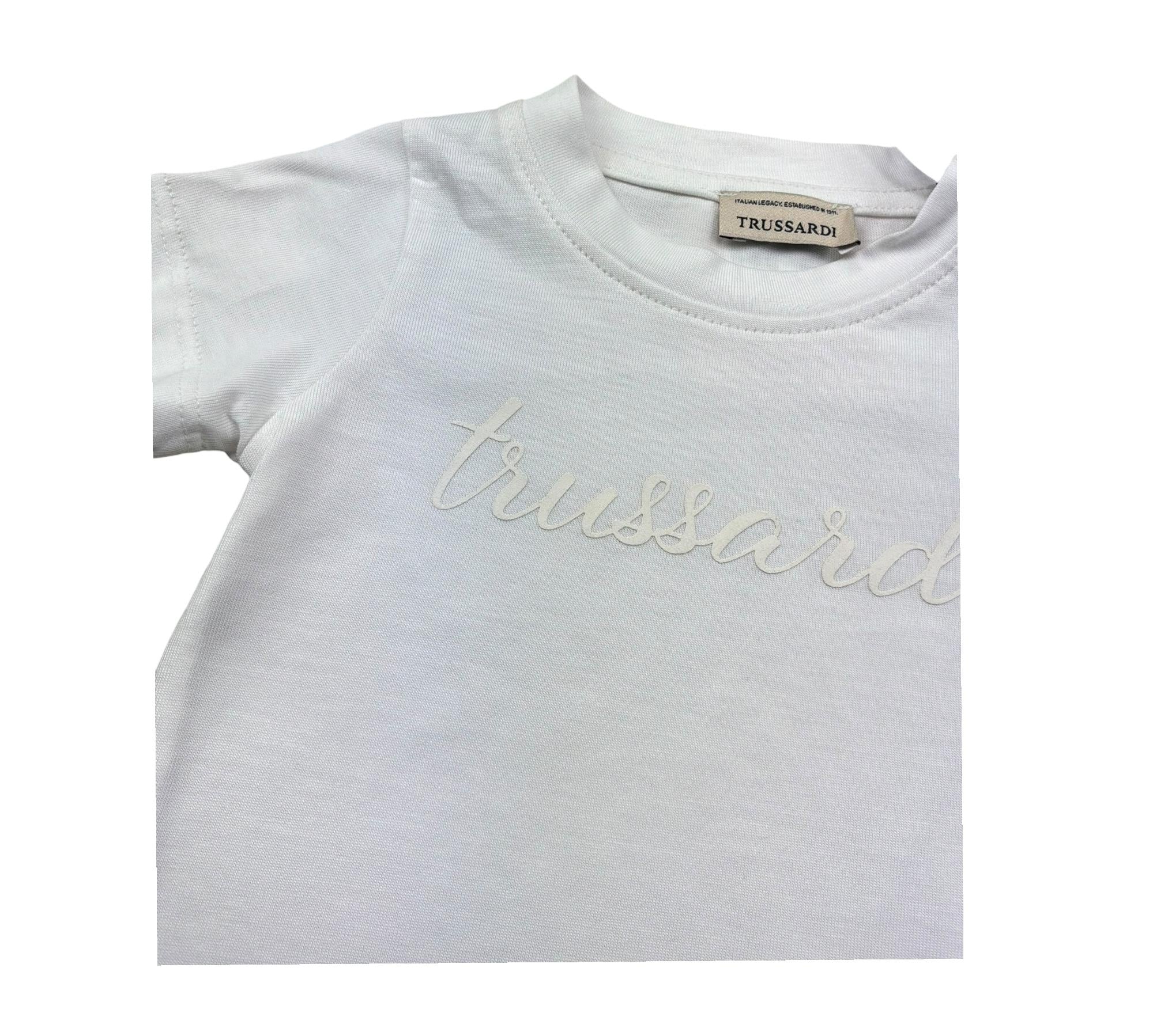 Trussardi T-Shirt Girocollo Tinta Unita con Logo per Neonato TIP26010TS BIANCO TRUSSARDI 