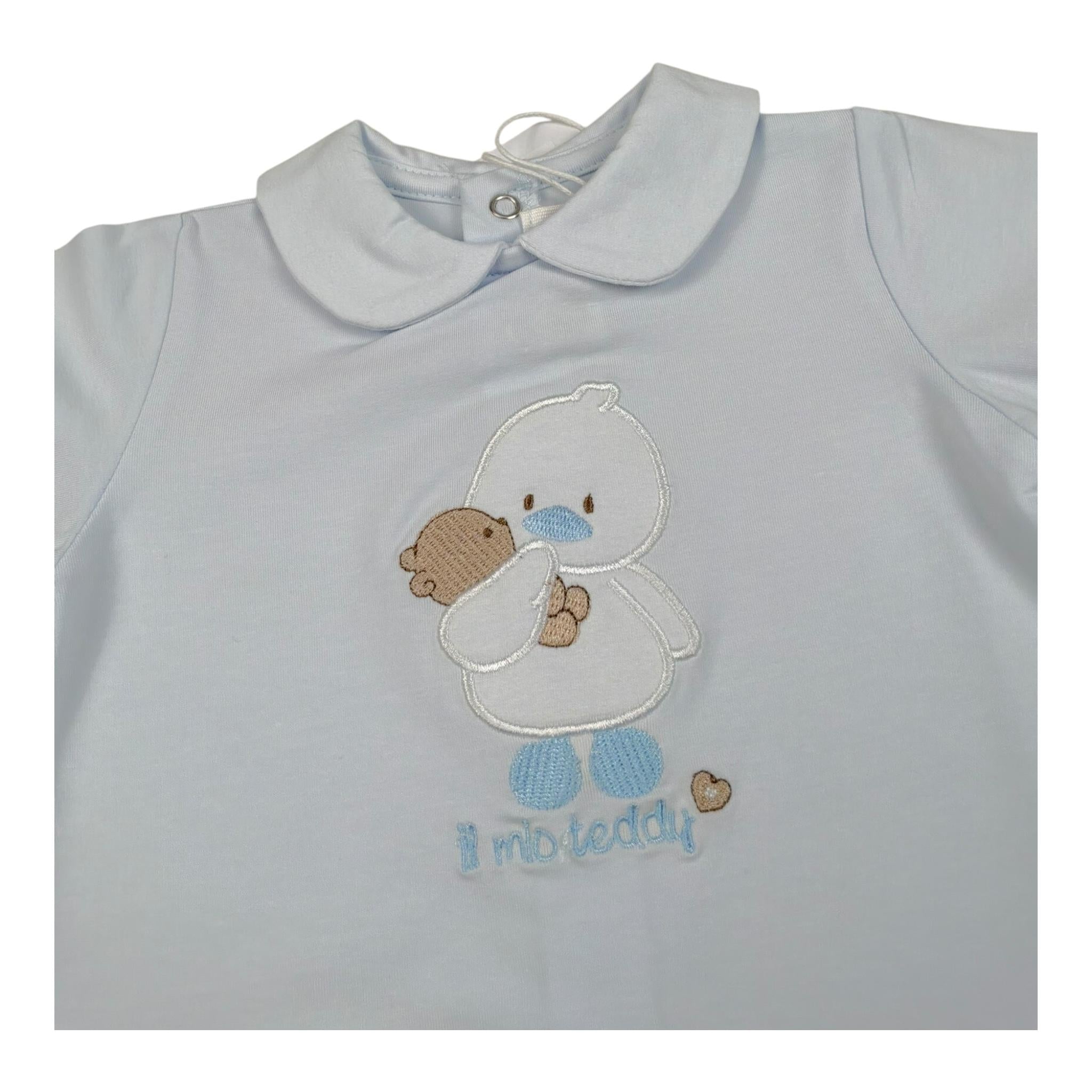 Lalalu' Pagliaccetto Tinta Unita con Stampa per Neonato PAL505PM AZZURRO LALALU' 