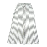 Please Pantalone Tinta Unita Modello A Palazzo con Fantasia A Righe per Bambina PE32131G73 BIANCO PLEASE 