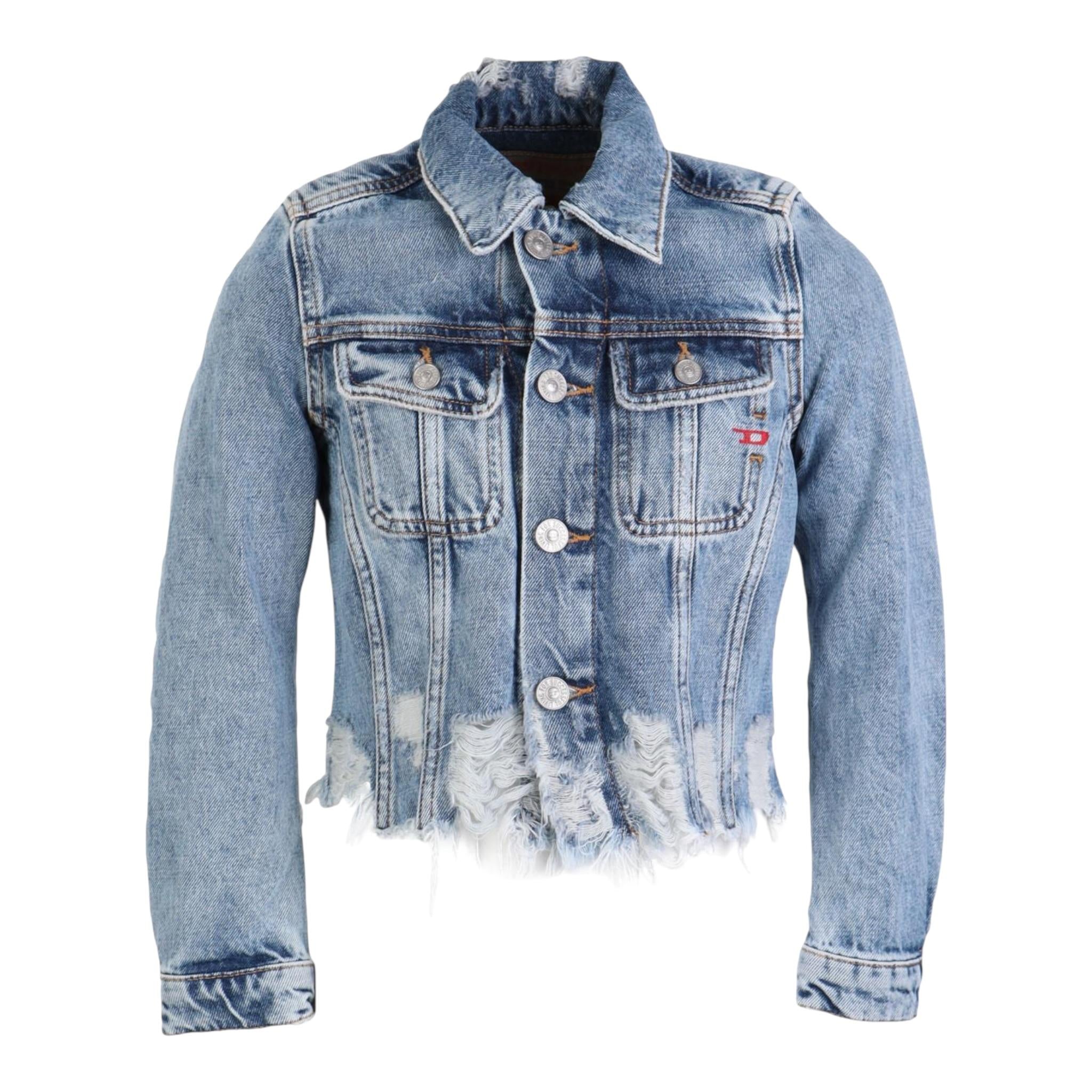 Diesel Giubbino In Denim Tinta Unita con Strappi per Bambina J01800 AZZURRO DIESEL 
