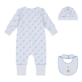 Boss Completo 3 Pezzi Tutina-Bavetta-Cappelli per Neonato J52219 AZZURRO BOSS 