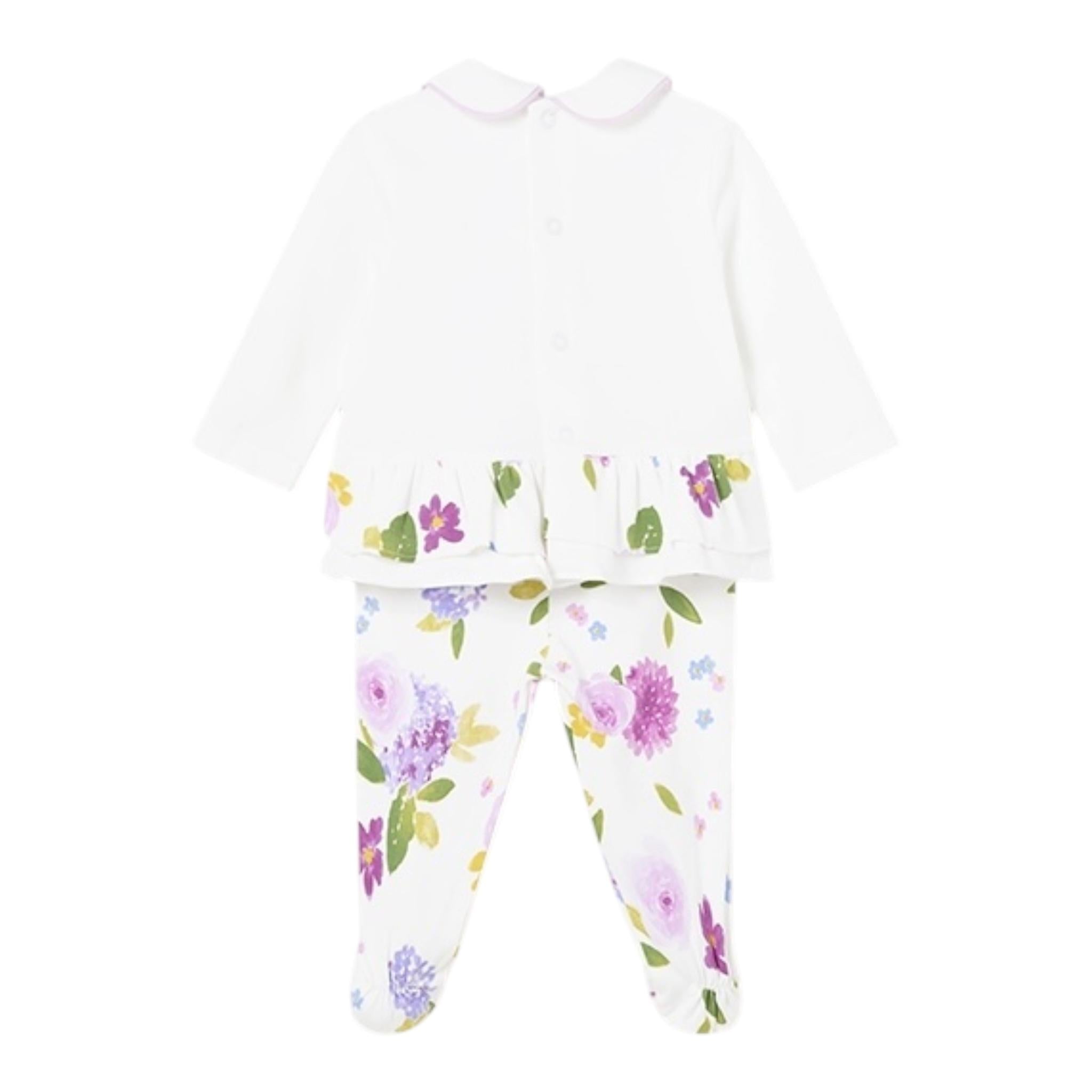 Mayoral Completo 2 Pezzi Shirt-Ghettina con Fantasia per Neonata 1530 BIANCO MAYORAL 