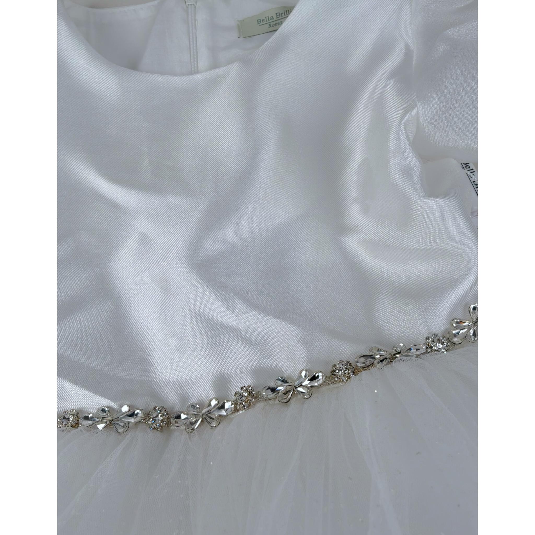 Bella Brilli Abito Cerimonia Tinta Unita con Tulle per Bambina 2 BIANCO BELLA BRILLI 