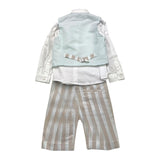 Damper Dan Completo 4Pz Gilet-Camicia-Pantalone-Papillions Azzurro Per Neonato