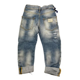 YES LONDON jeans tinta unita con strappi Azzurro per Bambino JR1083 AZZURRO YES LONDON 