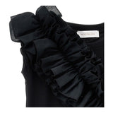 Monnalisa Abito Tinta Unita Giromanica con Balze per Bambina 17E905 NERO MONNALISA 