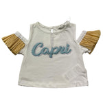 Miss Grant T-Shirt Girocollo Tinta Unita con Scollo Sulle Spalle E Maniche In Paglia per Bambina MG1328 BIANCO MISS GRANT 