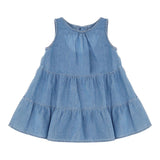 Please Abit Giromanica Tinta Unita In Denim Azzurro per Neonata
