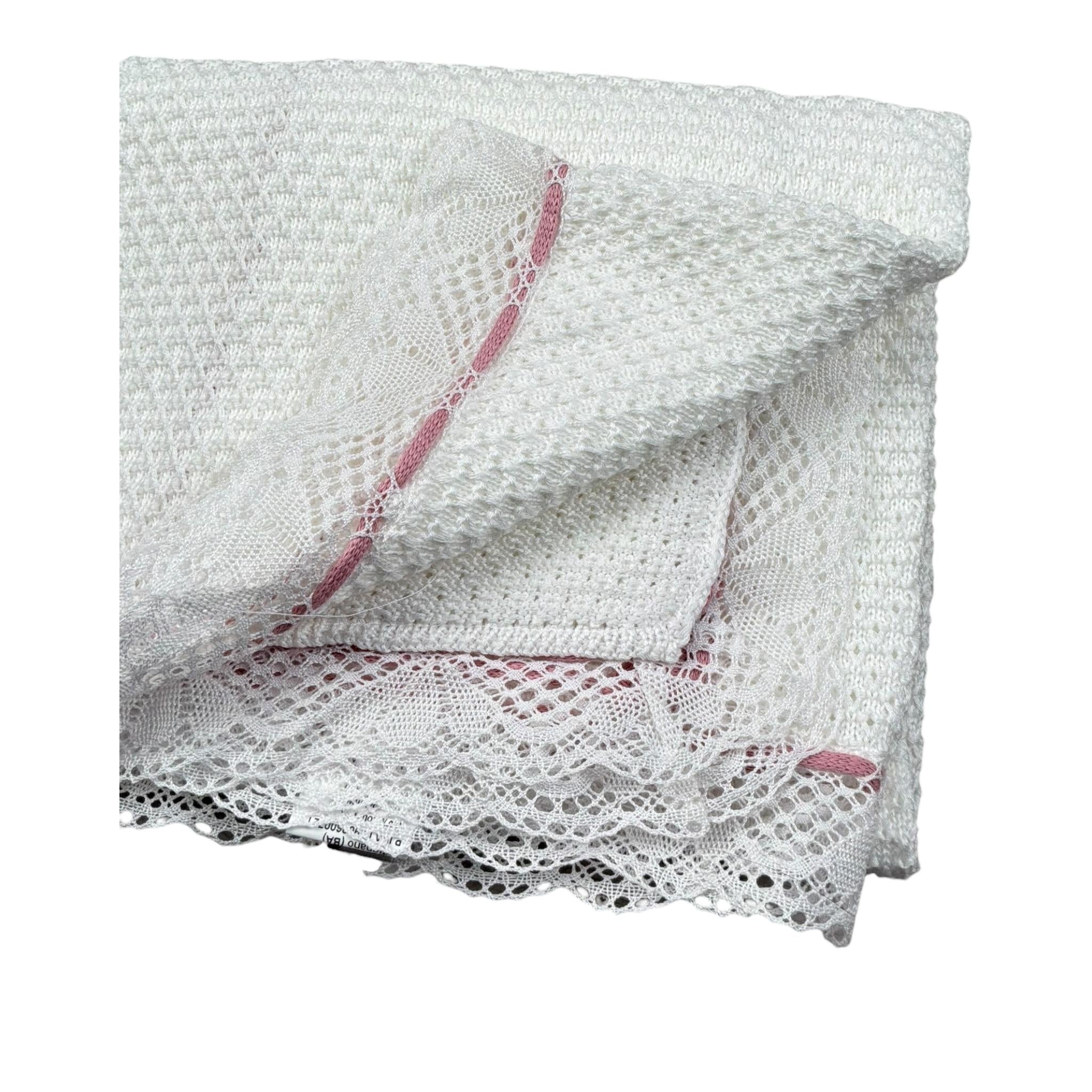 Marlu' Coperta Tinta Unita con Ricami per Neonata EB2480BIS BIANCO MARLU' 