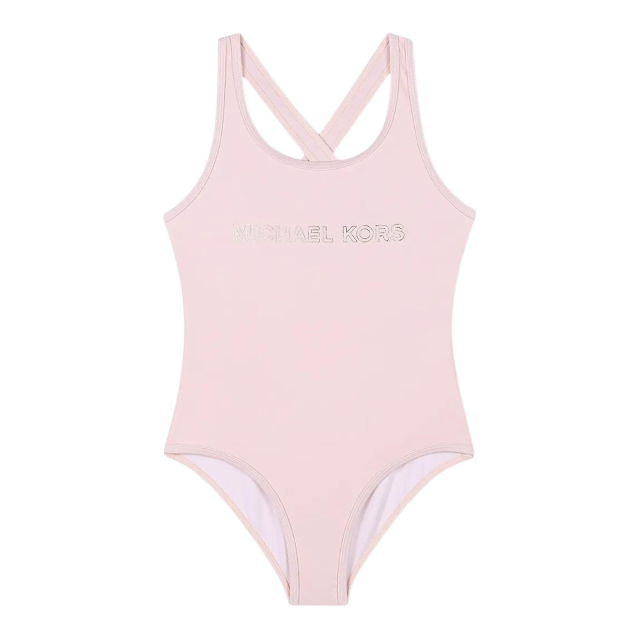 Michael Kors Costume Intero Tinta Unita con Stampa per Bambina R30302 ROSA MICHAEL KORS 