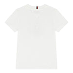 Tommy Hilfiger T-Shirt Girocollo Tinta Unita con Logo per Bambino KB0KB09538X BIANCO TOMMY HILFIGER 