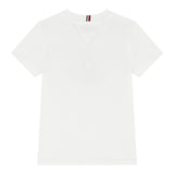 Tommy Hilfiger T-Shirt Girocollo Tinta Unita con Logo per Bambino KB0KB09538X BIANCO TOMMY HILFIGER 