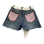 Saint Barth Short In Denim Tinta Unita con Cintura per Bambina KOK0001 AZZURRO SAINT BARTH 