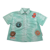 camicia tinta unita con stampa JGP6074CE VERDE ACQUA TRUSSARDI 