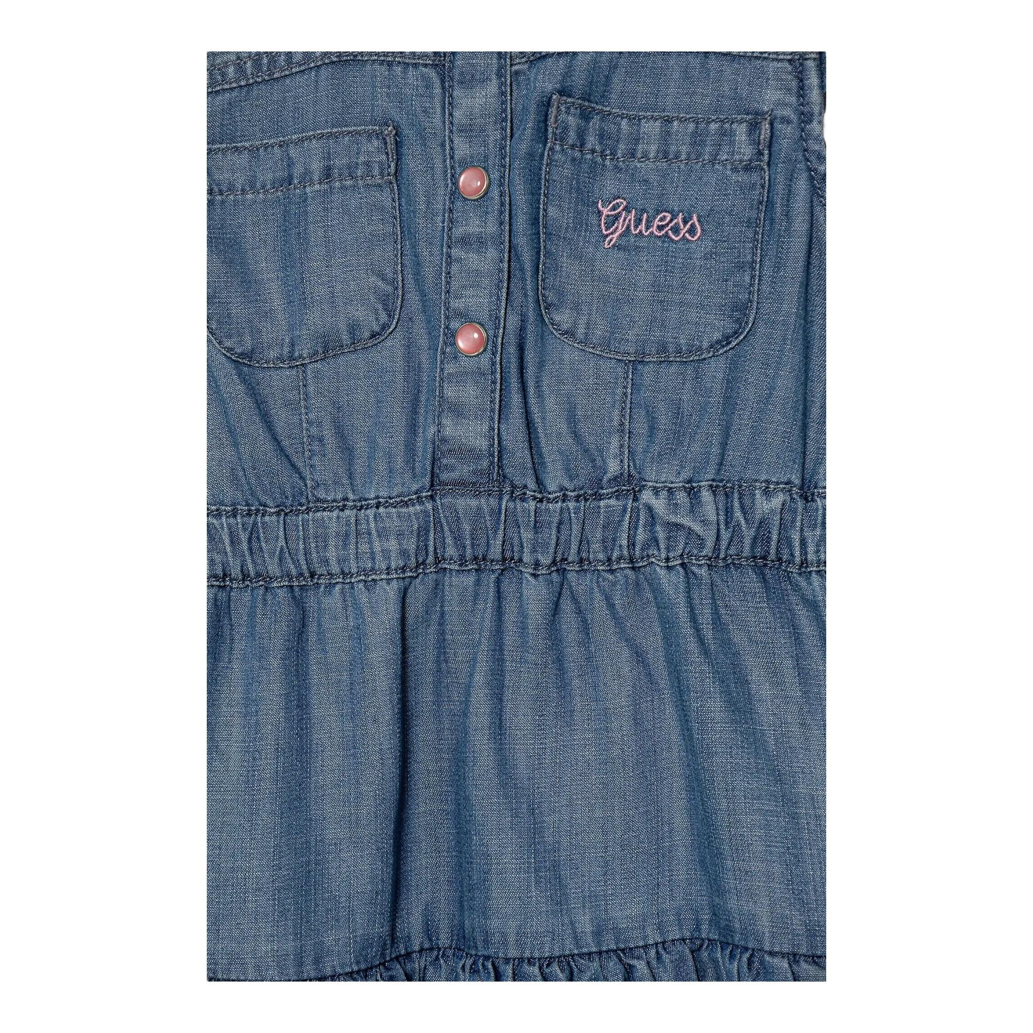 Guess Abito Giromanica In Denim Tinta Unita con Culotte per Neonata A5GK12D3X20 BLU GUESS 