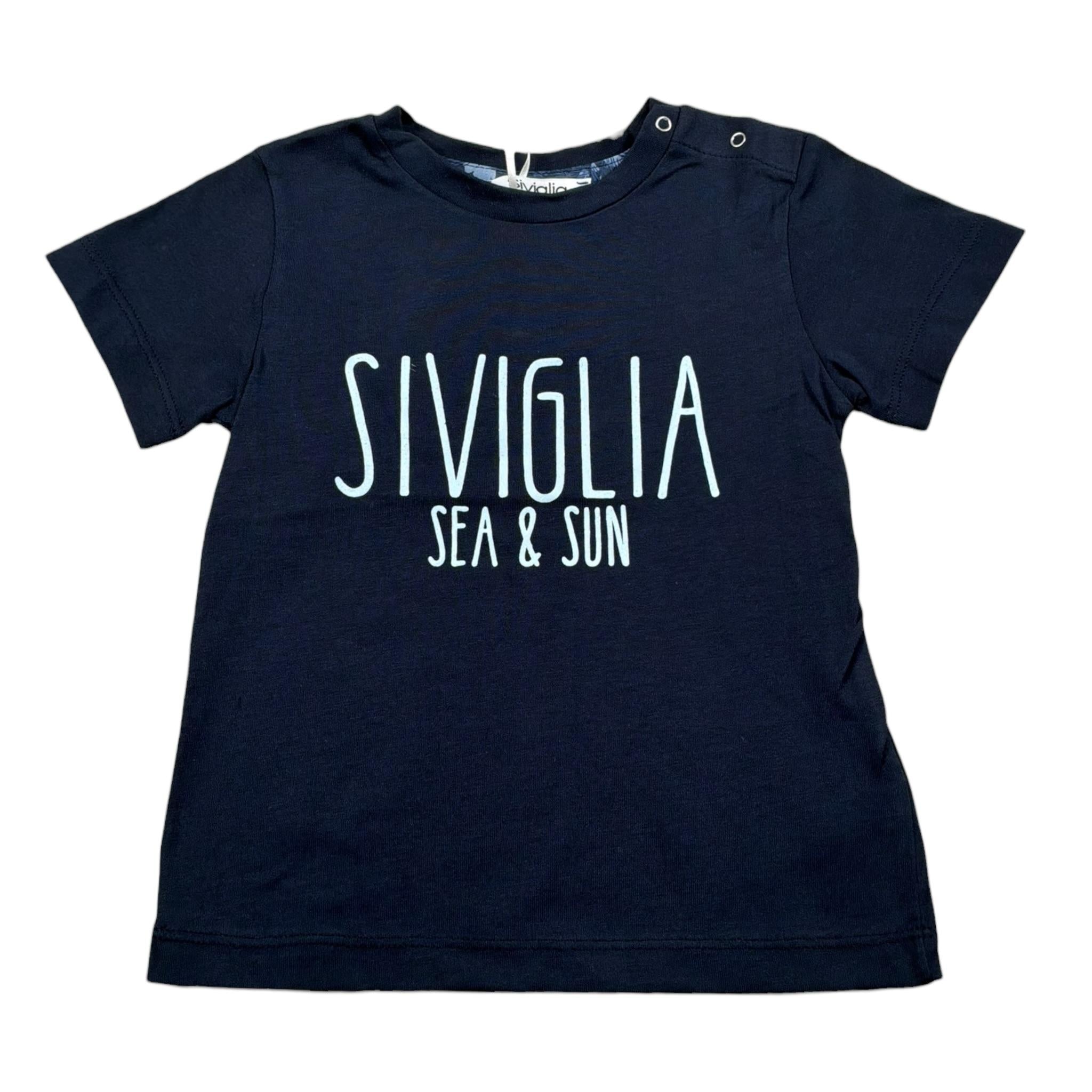 Siviglia T-Shirt Girocollo Tinta Unita con Stampa per Neonato SVNTS17286 BLU SIVIGLIA 